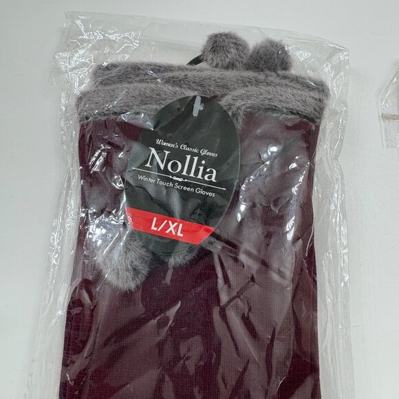 Gloves - Ladies - Maroon/ Cranberry Fleece Gloves - W/ Faux Fur- NWT- Various SZ - Picture 7 of 8